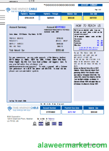 Time Warner Cabel utility business bill,  page 1, SCR
